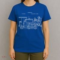 Vintage Gift Train 1886 Locomotive Blueprint T-Shirt thumb 4