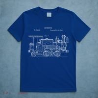Vintage Gift Train 1886 Locomotive Blueprint T-Shirt thumb 5