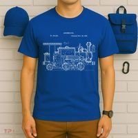 Vintage Gift Train 1886 Locomotive Blueprint T-Shirt thumb 6