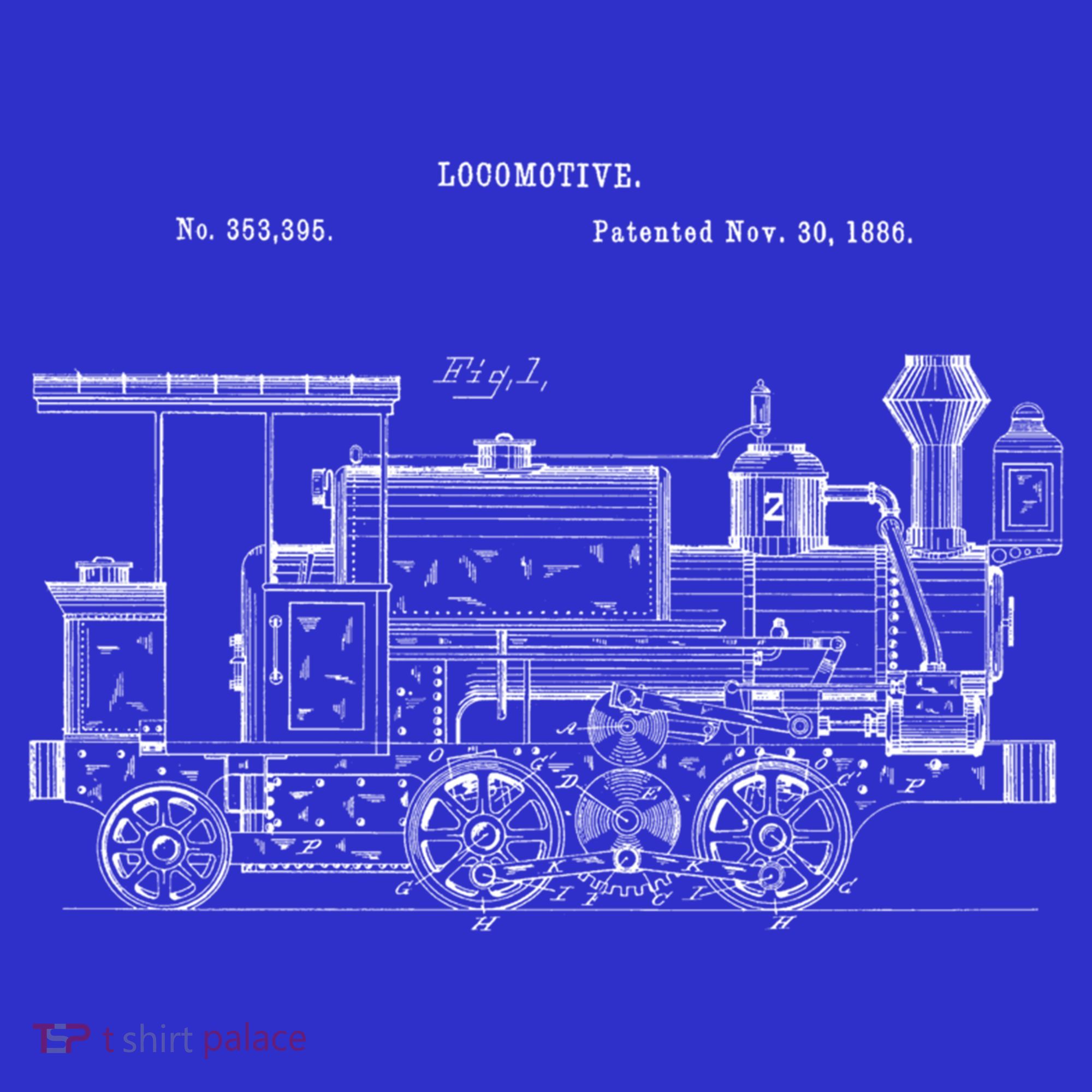 Vintage Gift Train 1886 Locomotive Blueprint T-Shirt