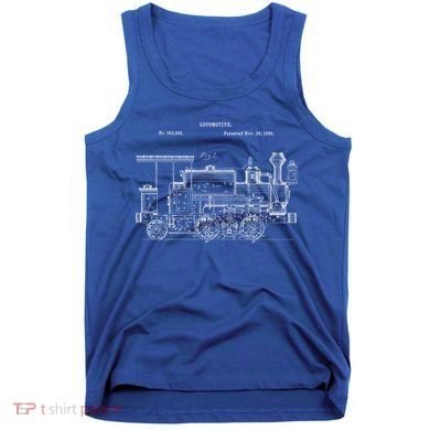 Vintage Gift Train 1886 Locomotive Blueprint Tank Top