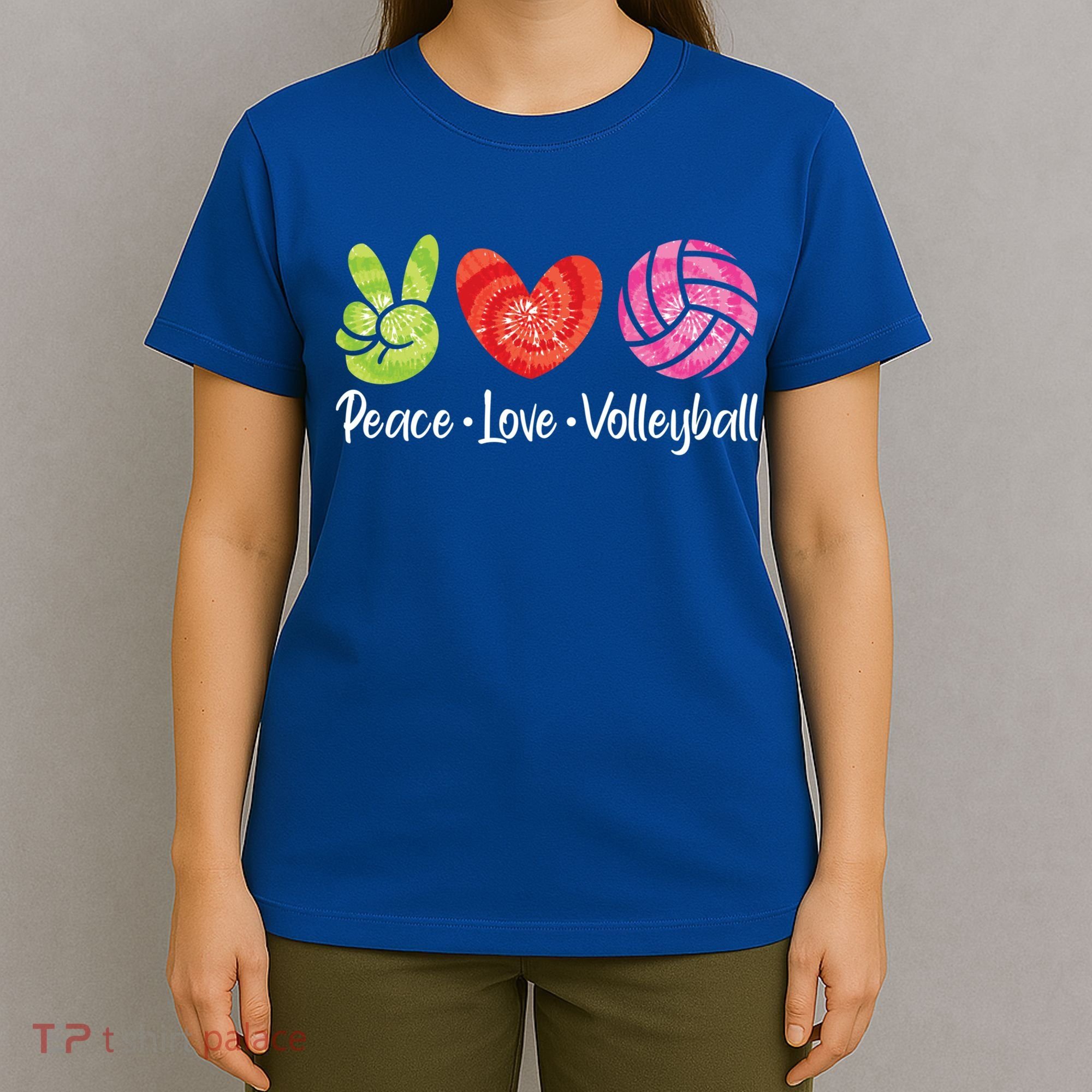 Volleyball Gift Tie Dye Peace Love Volleyball Sport Lover Gift T-Shirt
