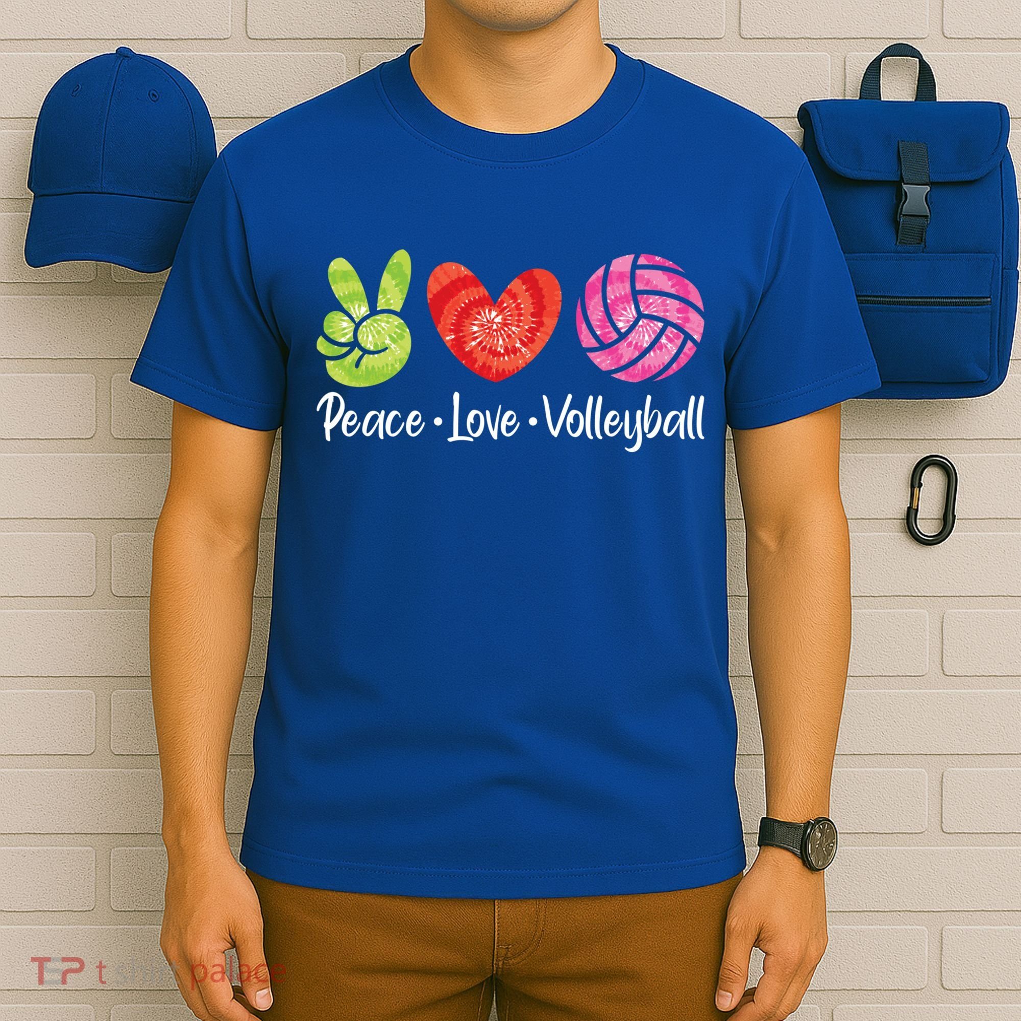 Volleyball Gift Tie Dye Peace Love Volleyball Sport Lover Gift T-Shirt