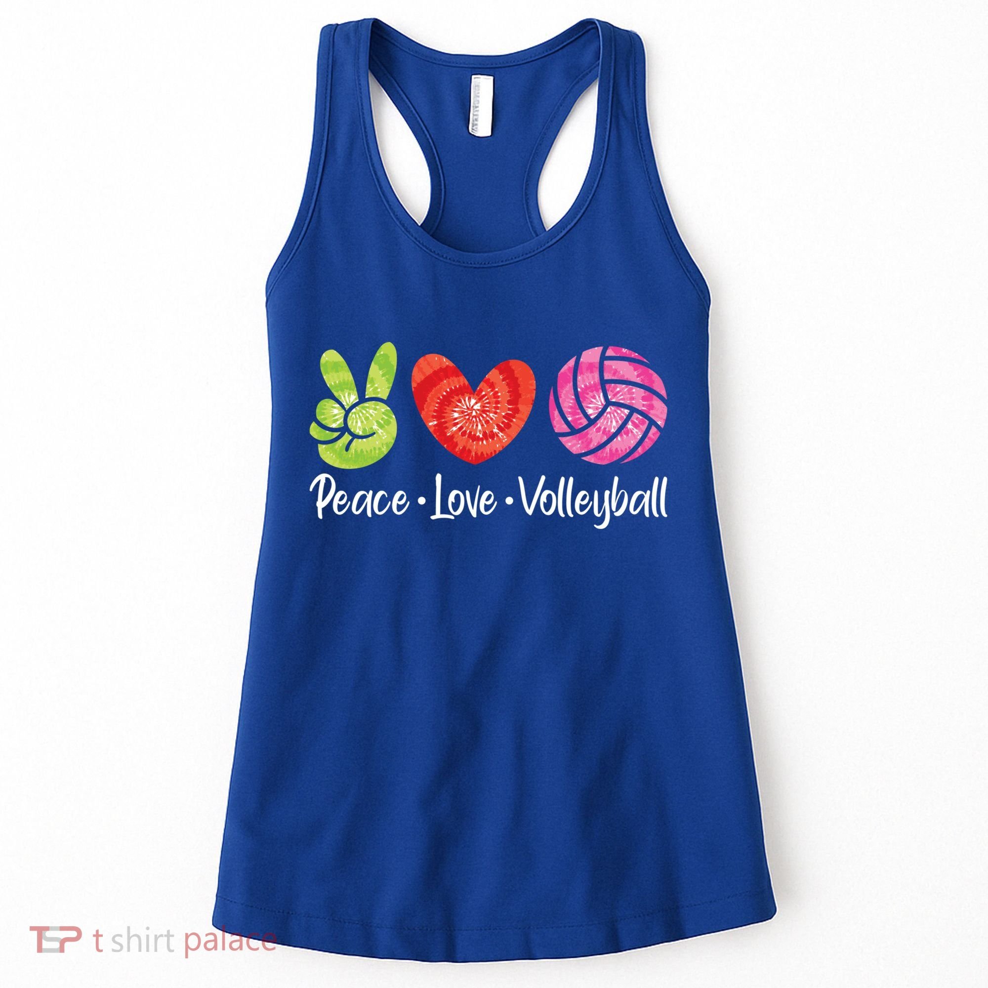 Volleyball Gift Tie Dye Peace Love Volleyball Sport Lover Gift Women's Tank Top