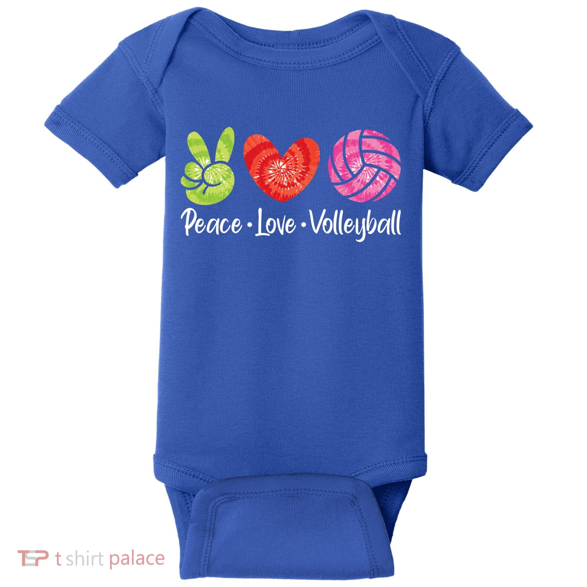 Volleyball Gift Tie Dye Peace Love Volleyball Sport Lover Gift Baby Bodysuit