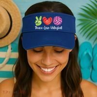 Volleyball Gift Tie Dye Peace Love Volleyball Sport Lover Gift Visor thumb 2