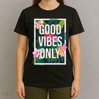 Vintage Good Vibes Only Flower Positive Motivation T-Shirt thumb 4