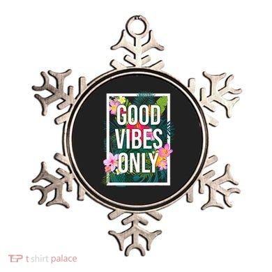 Vintage Good Vibes Only Flower Positive Motivation Ornament