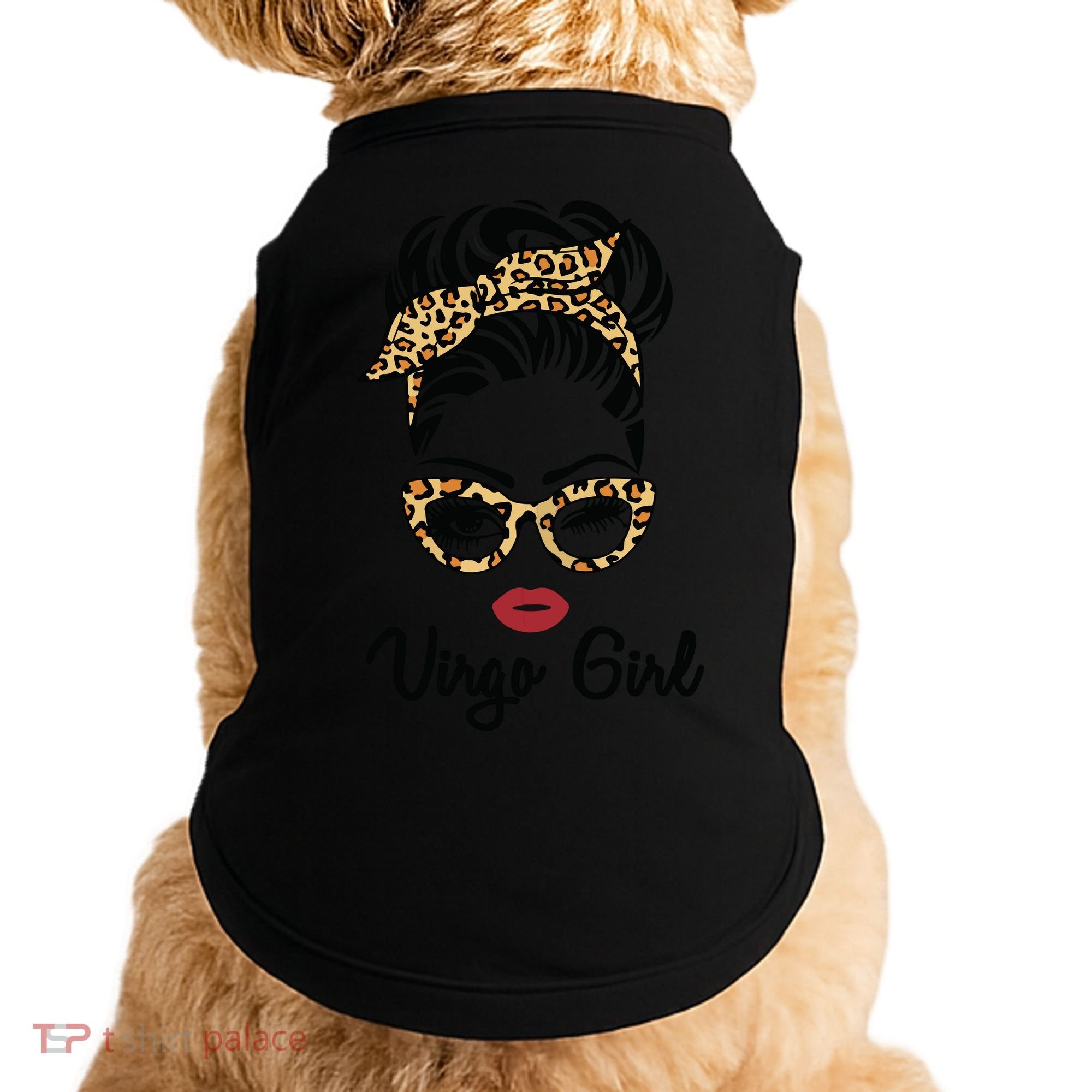 Virgo Girl Woman Face Leopard Bandana Wink Eye Doggie Tank