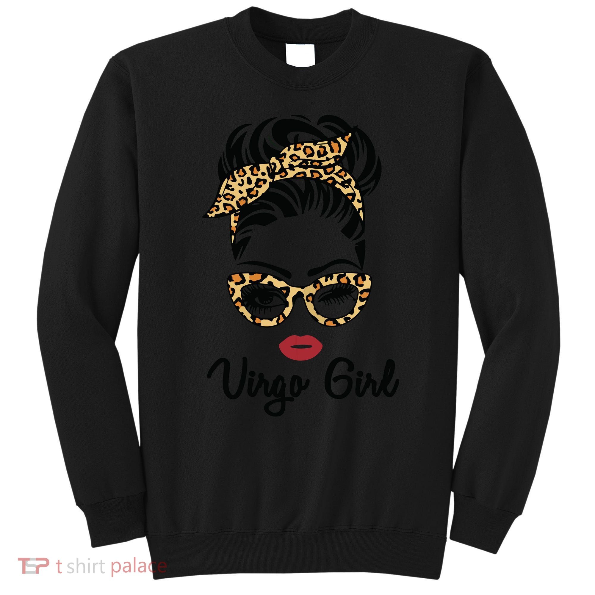 Virgo Girl Woman Face Leopard Bandana Wink Eye Sweatshirt