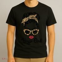 Virgo Girl Woman Face Leopard Bandana Wink Eye T-Shirt thumb 3