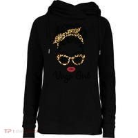 Virgo Girl Woman Face Leopard Bandana Wink Eye Womens Funnel Neck Pullover Hood thumb 0