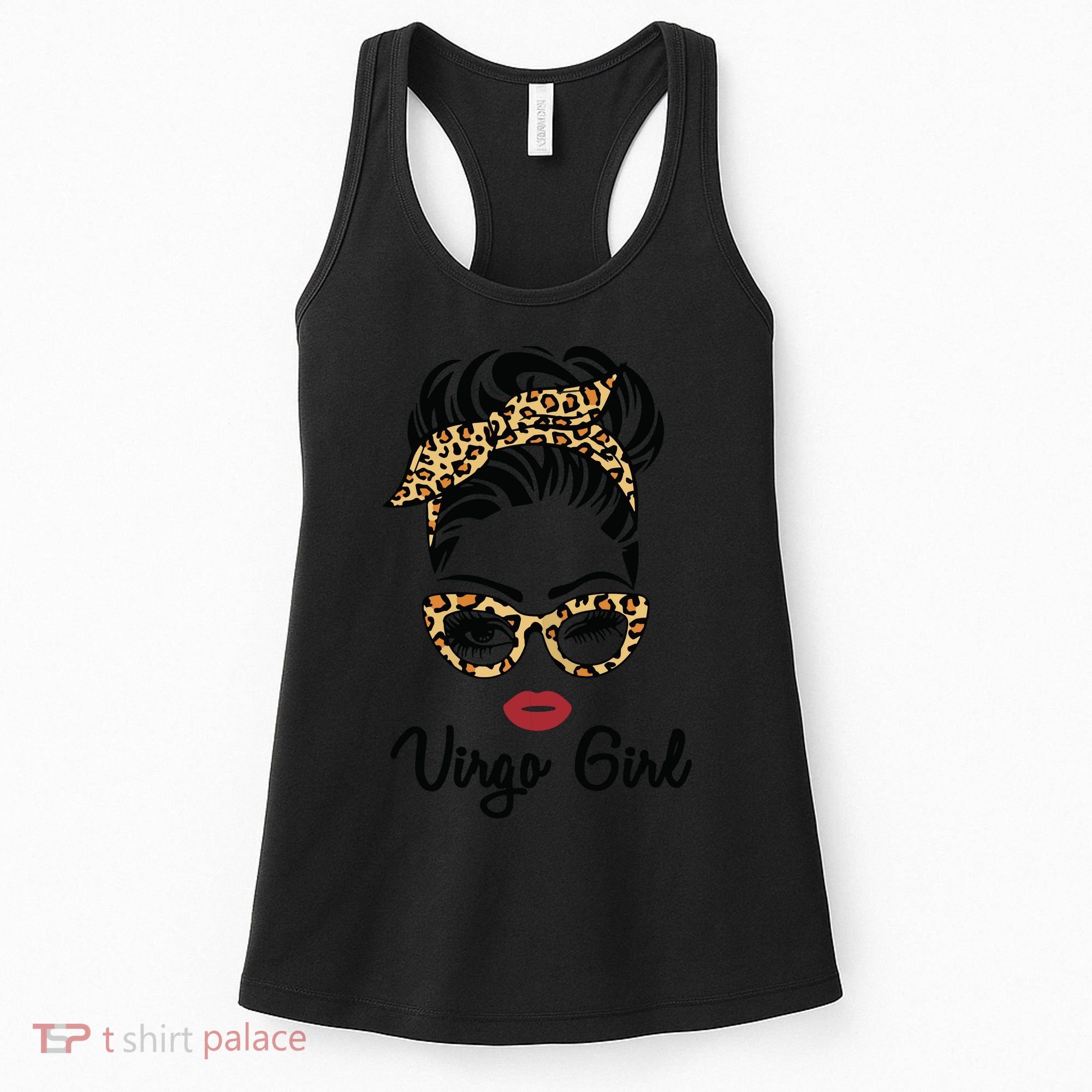 Virgo Girl Woman Face Leopard Bandana Wink Eye Women's Tank Top