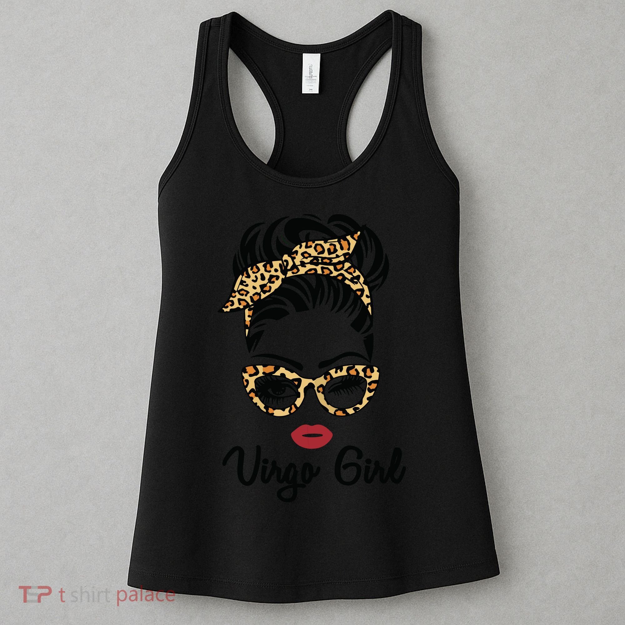 Virgo Girl Woman Face Leopard Bandana Wink Eye Women's Tank Top