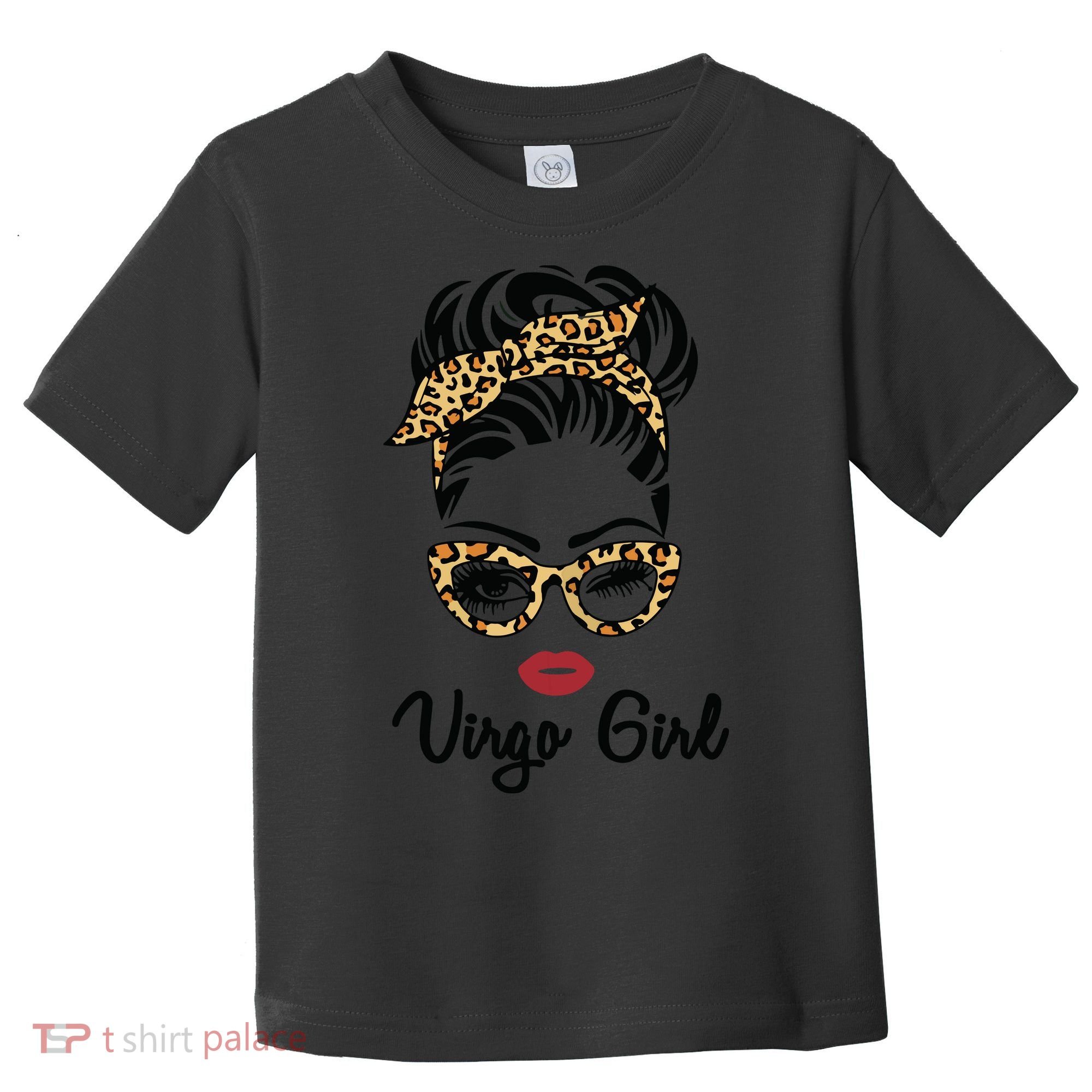 Virgo Girl Woman Face Leopard Bandana Wink Eye Toddler T-Shirt