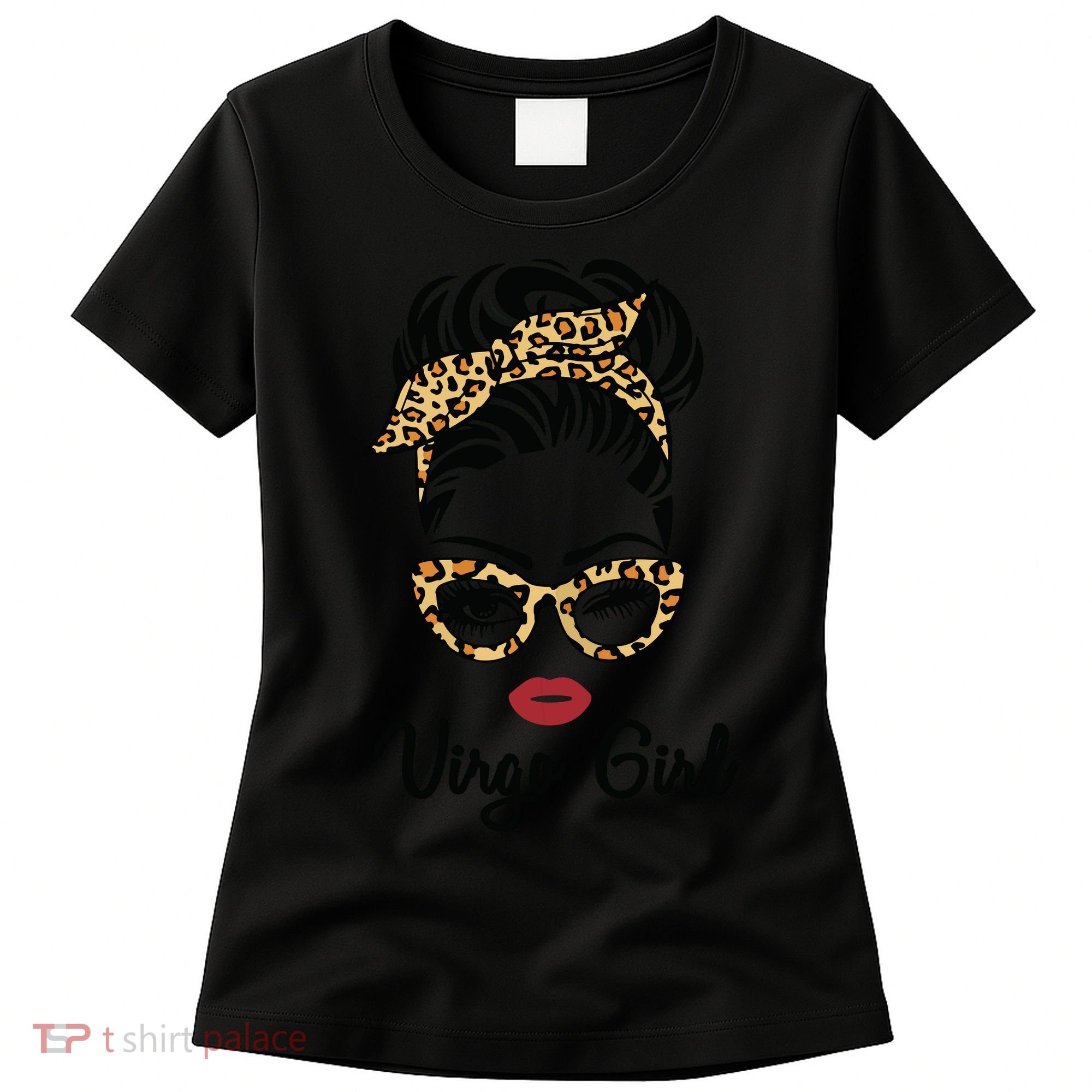 Virgo Girl Woman Face Leopard Bandana Wink Eye Women's T-Shirt