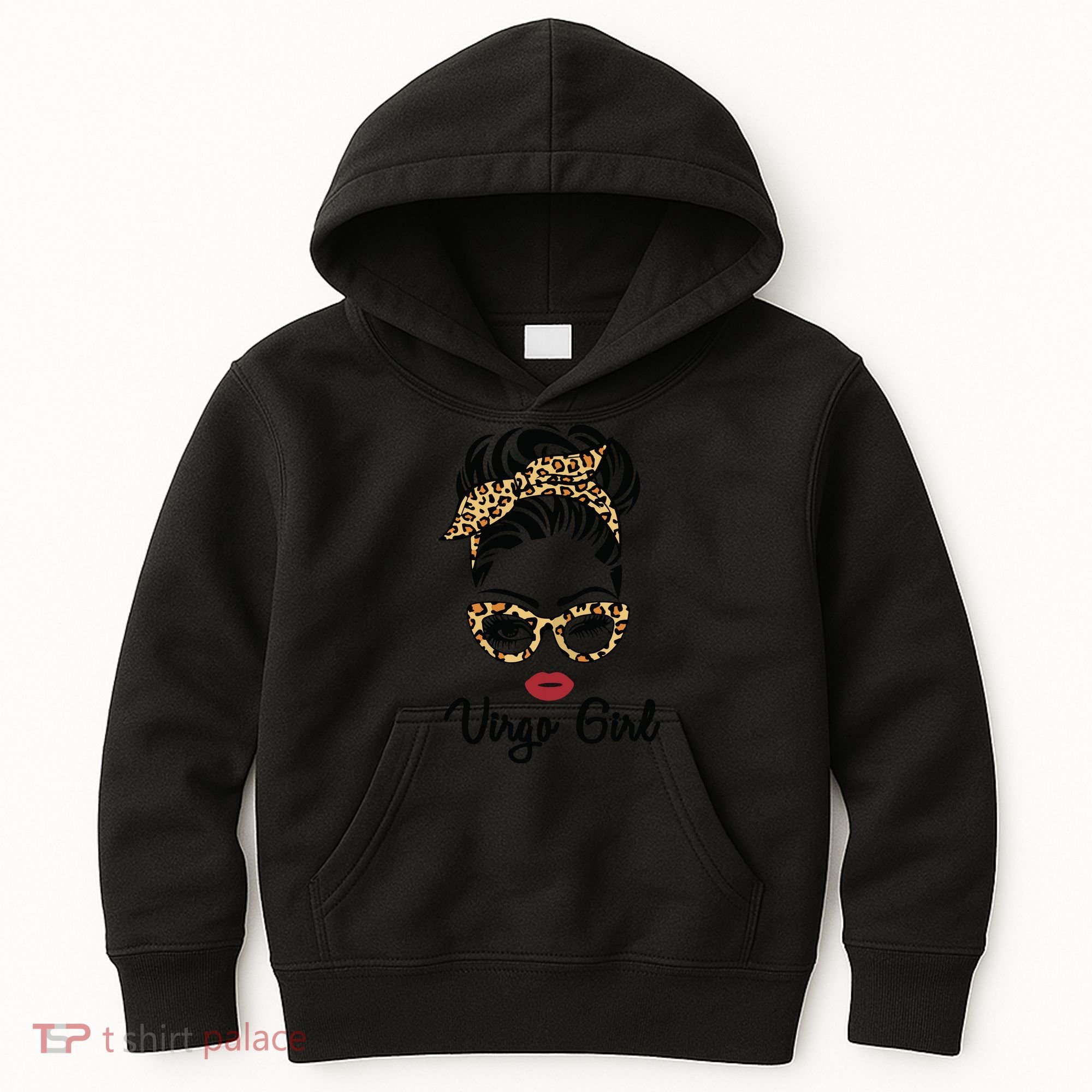Virgo Girl Woman Face Leopard Bandana Wink Eye Kids Hoodie