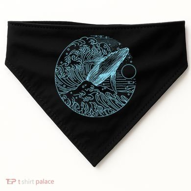 Vintage Great Wave Leaping Humpback Whale USA-Made Doggie Bandana