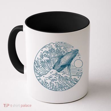 Vintage Great Wave Leaping Humpback Whale Coffee Mug