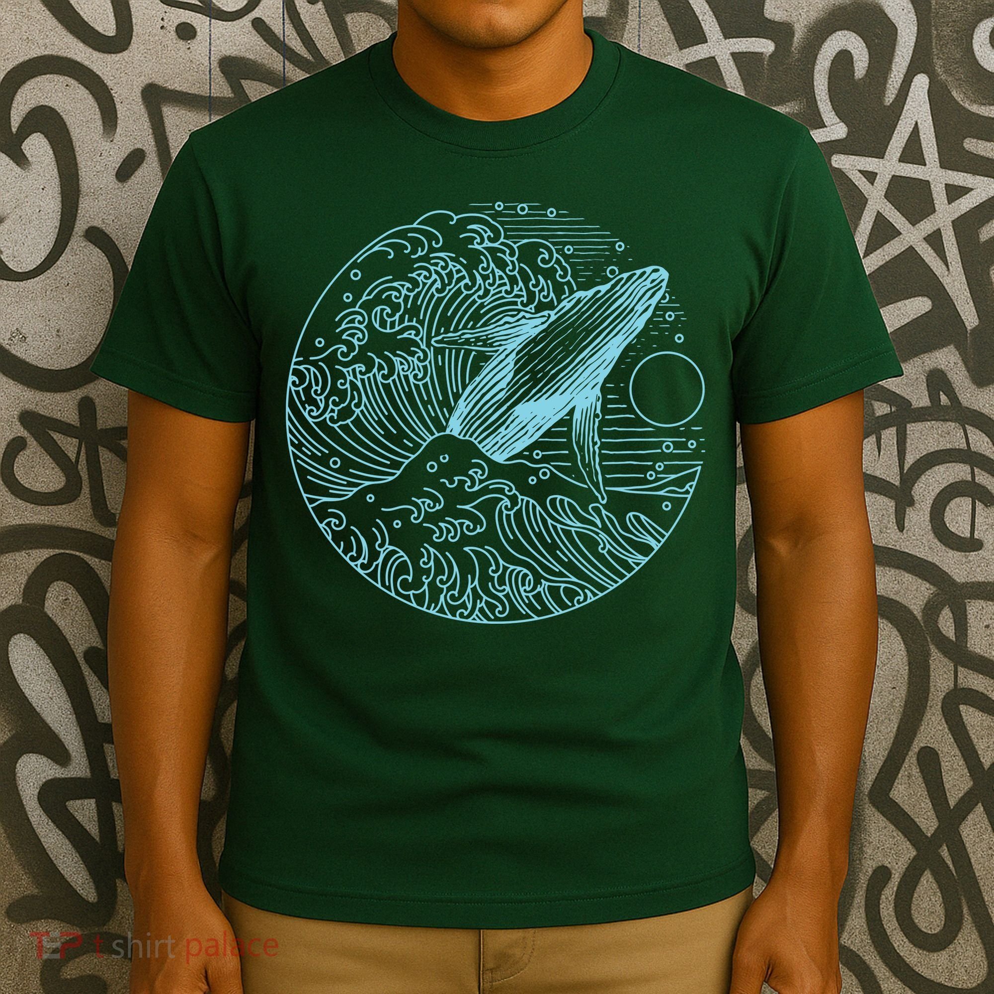 Vintage Great Wave Leaping Humpback Whale T-Shirt