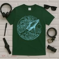 Vintage Great Wave Leaping Humpback Whale T-Shirt thumb 5