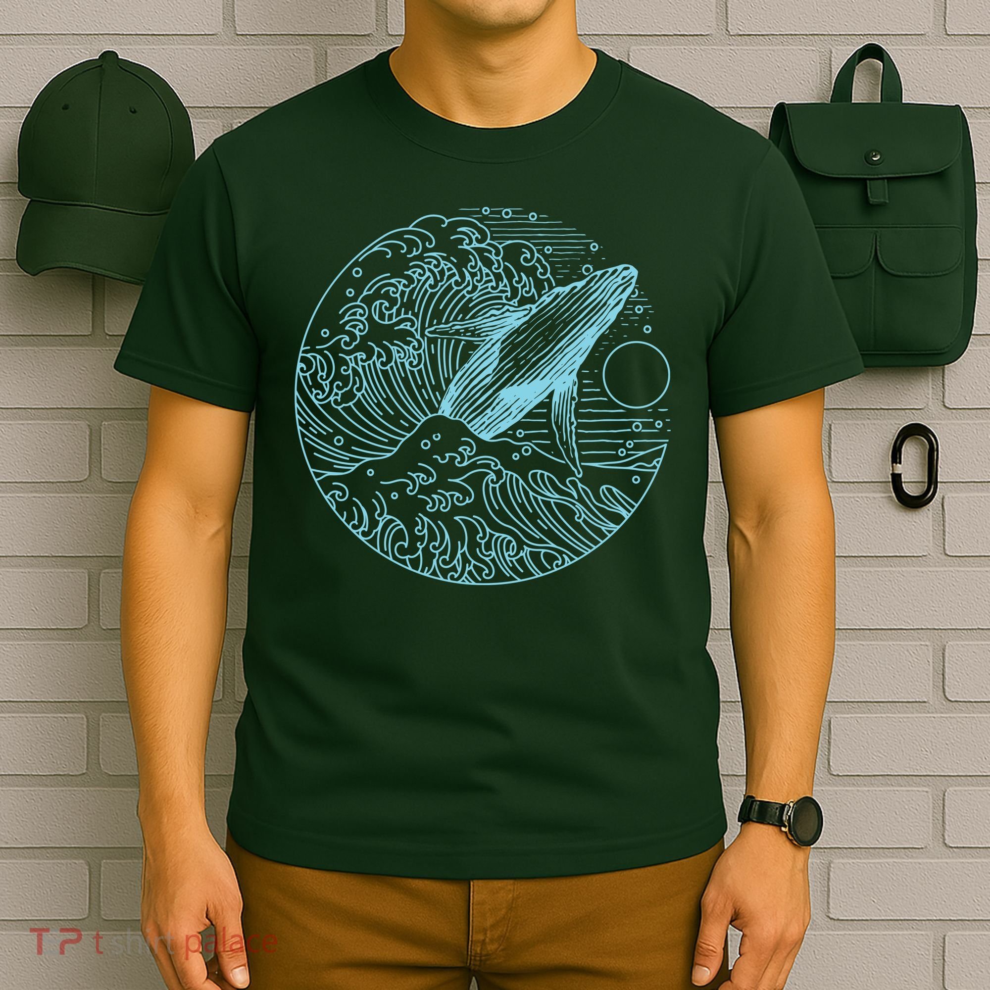 Vintage Great Wave Leaping Humpback Whale T-Shirt