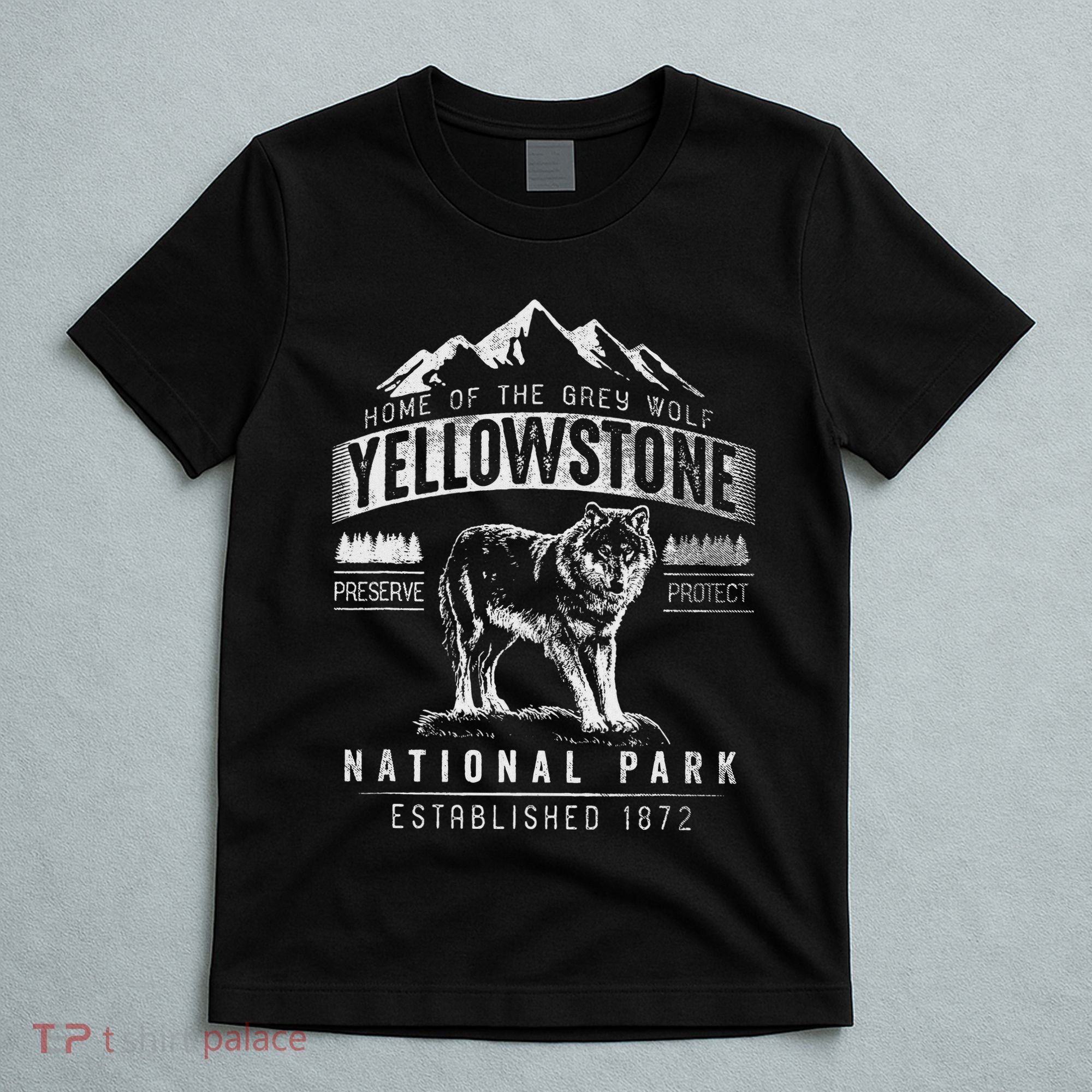 Vintage Grey Wolf Yellowstone National Park T-Shirt