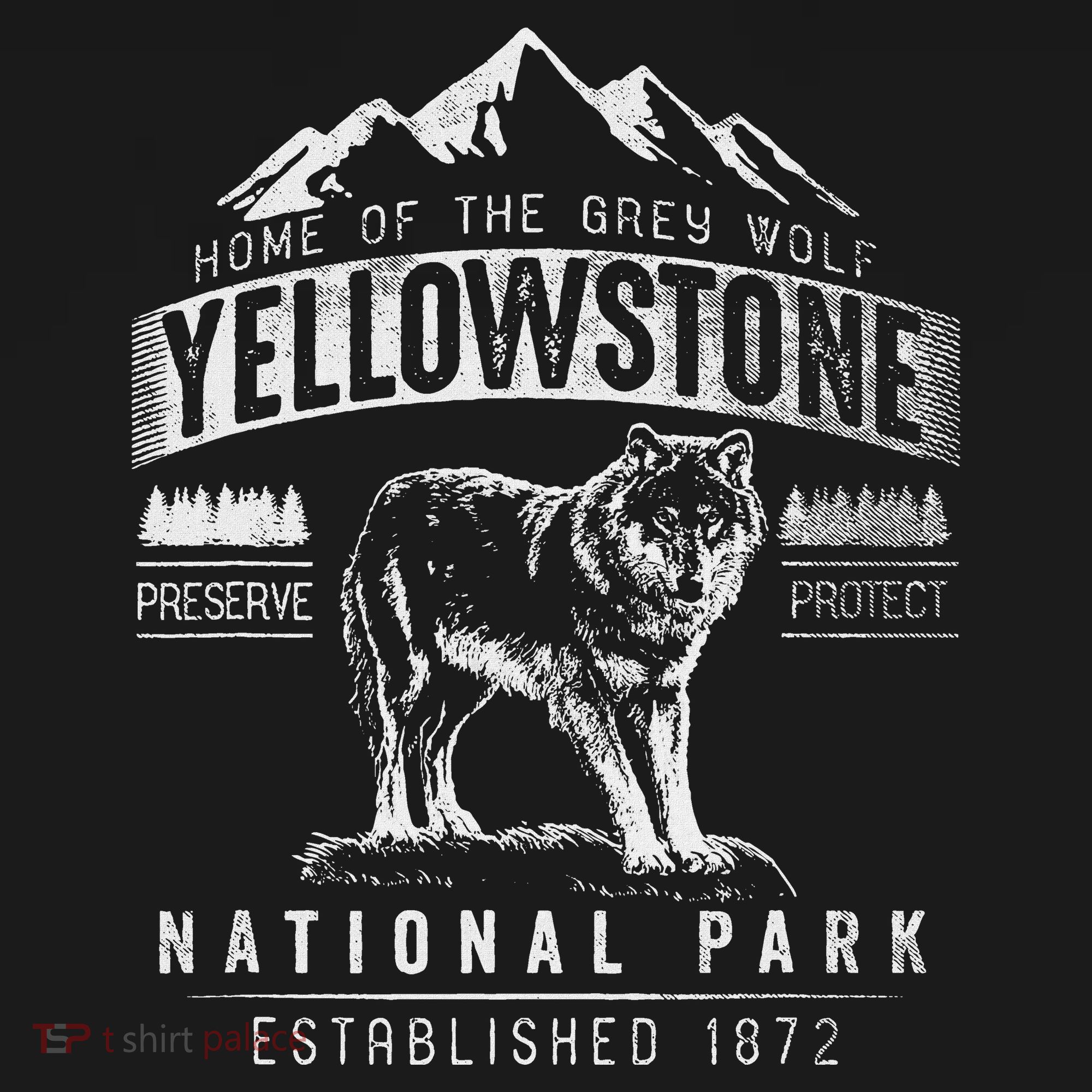 Vintage Grey Wolf Yellowstone National Park T-Shirt