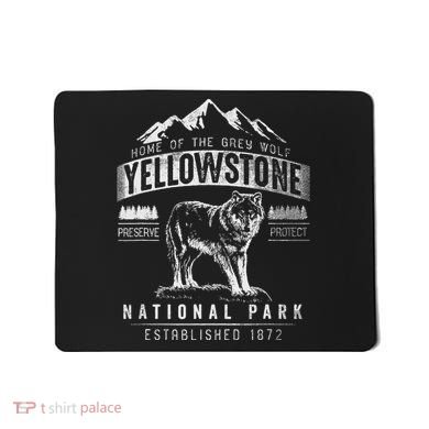 Vintage Grey Wolf Yellowstone National Park Mousepad