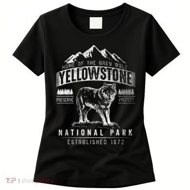 Vintage Grey Wolf Yellowstone National Park Women's T-Shirt