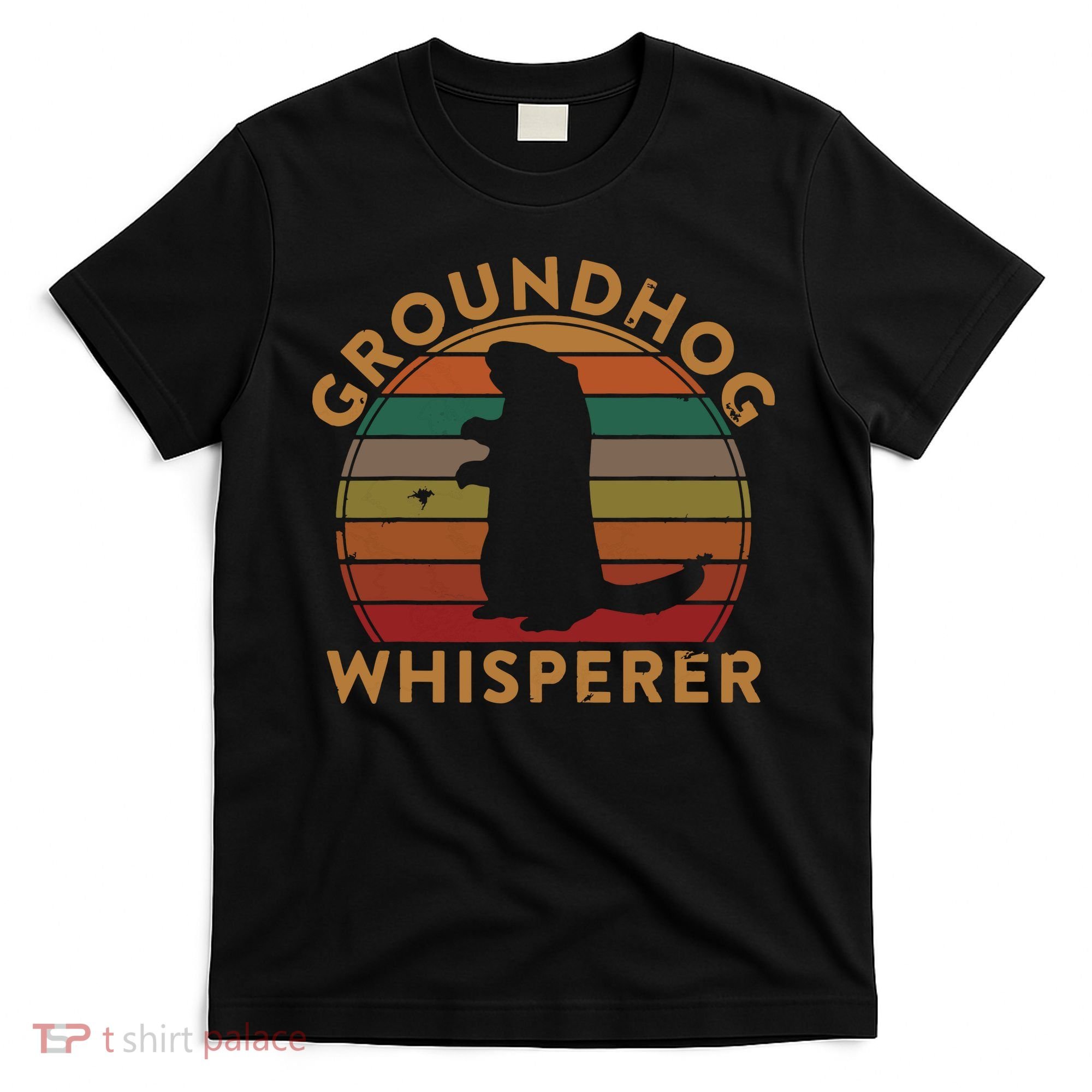 Vintage Groundhog Whisperer Silhouette Gift Ground Hog Day T-Shirt