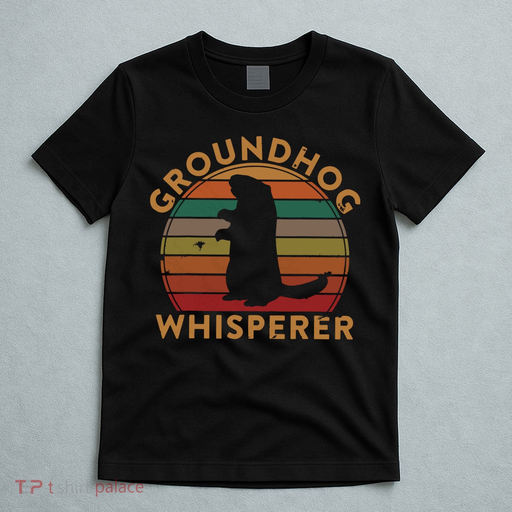 Vintage Groundhog Whisperer Silhouette Gift Ground Hog Day T-Shirt