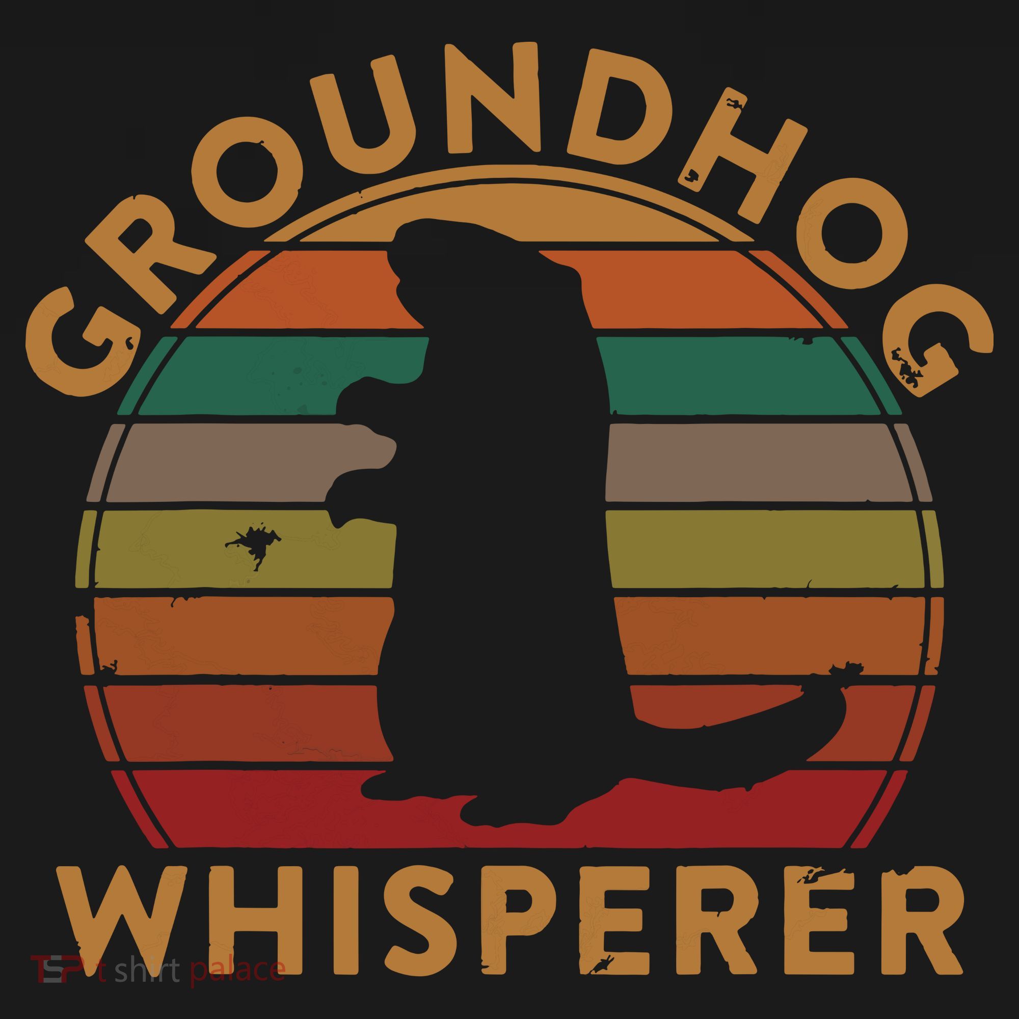 Vintage Groundhog Whisperer Silhouette Gift Ground Hog Day T-Shirt