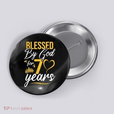 Vintage Happy 70 years Blessed by God for 70th Birthday gift Button