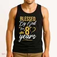 Vintage Happy 80 Years Blessed By God For 80th Birthday Gift Tank Top thumb 3