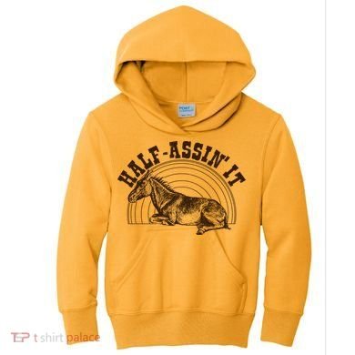 Vintage Half Assin It Mule Donkey Kids Hoodie
