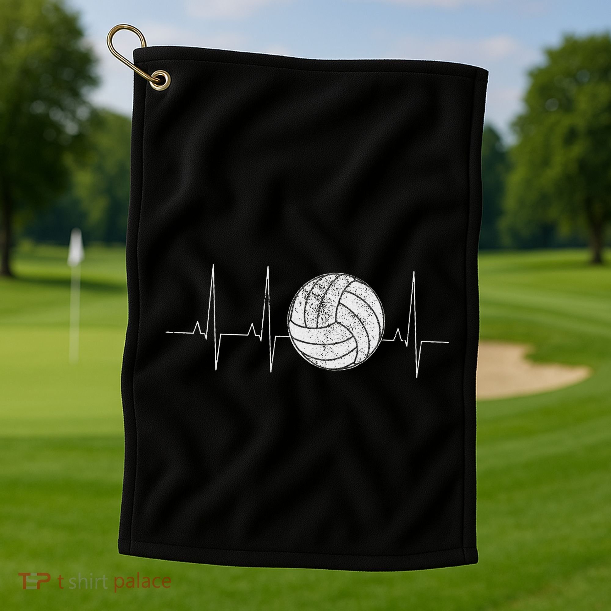 Volleyball Heartbeat As Funny Volleyball Gift Ideas Golf Towel