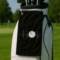 Volleyball Heartbeat As Funny Volleyball Gift Ideas Golf Towel thumb 2