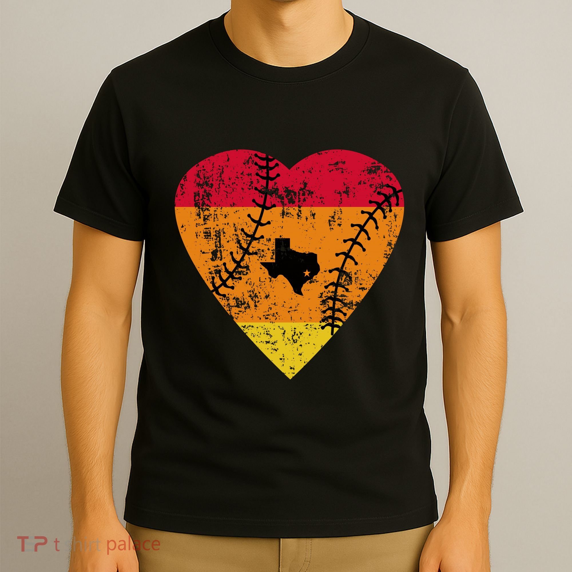 Vintage Houston Baseball Heart T-Shirt