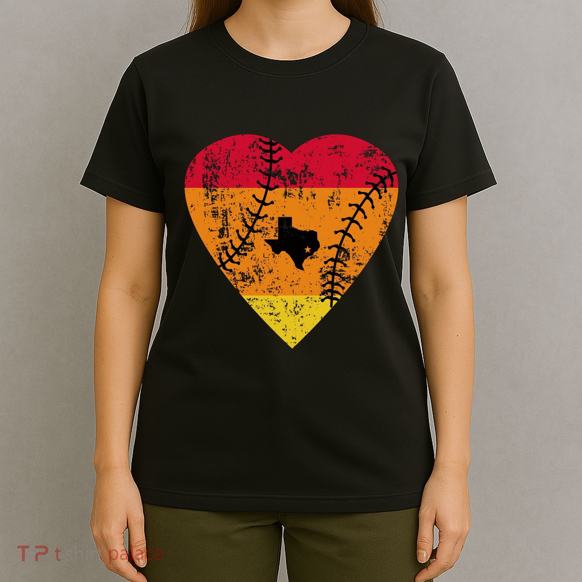 Vintage Houston Baseball Heart T-Shirt