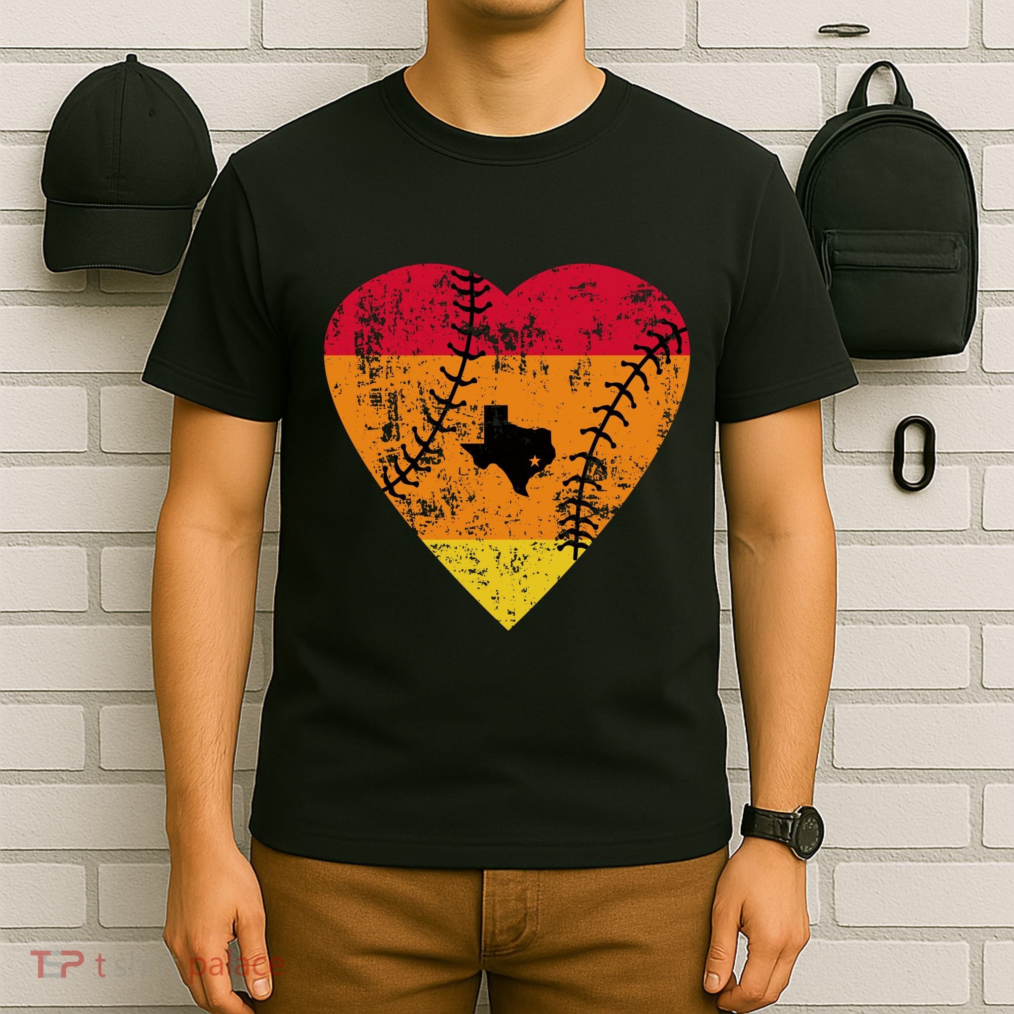 Vintage Houston Baseball Heart T-Shirt