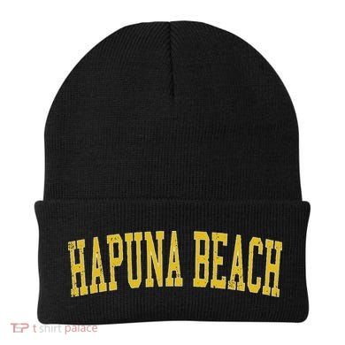 Vintage Hapuna Beach Distressed Gold Varsity Style Beanie