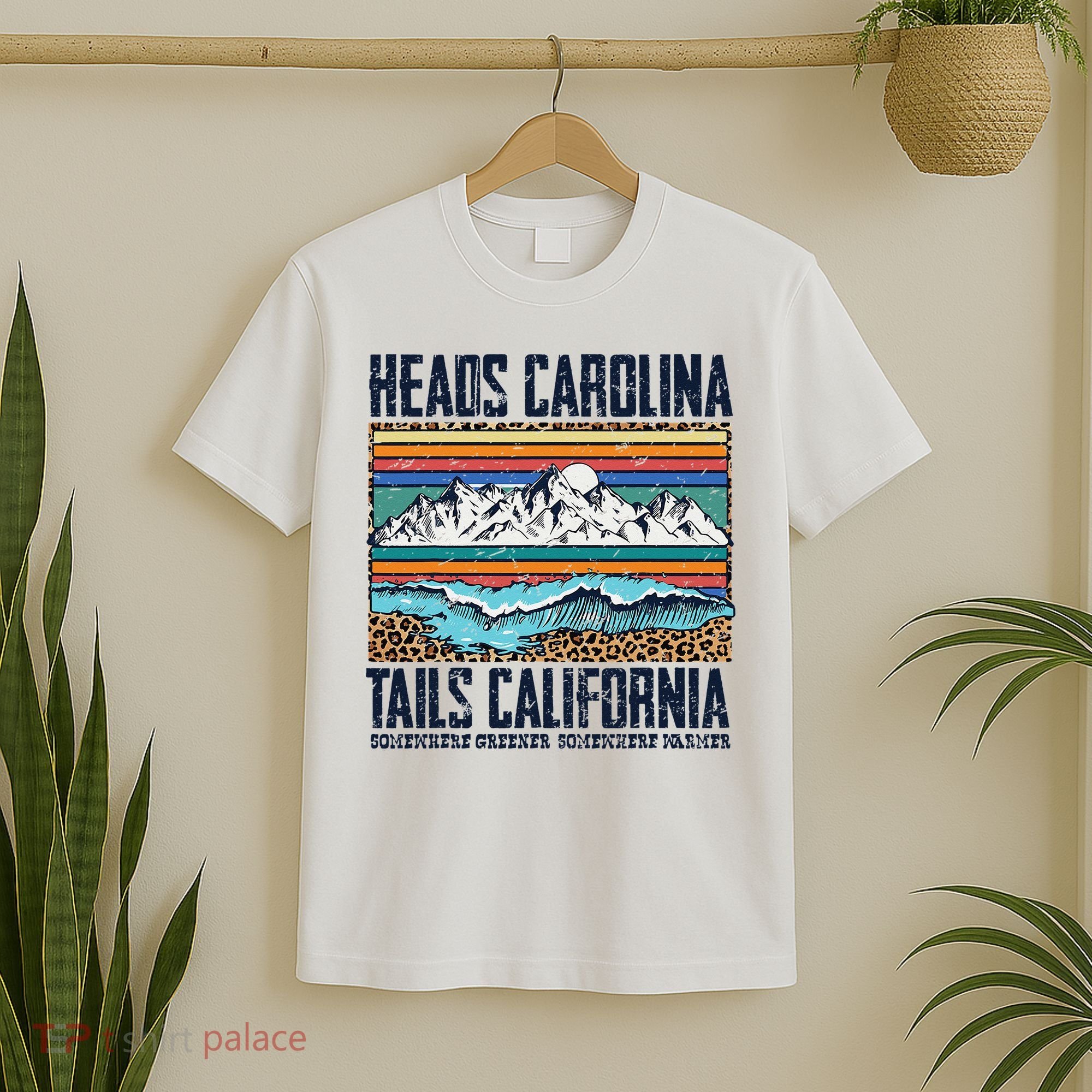 Vintage Heads Carolina Tail California Summer Beach Paradise T-Shirt