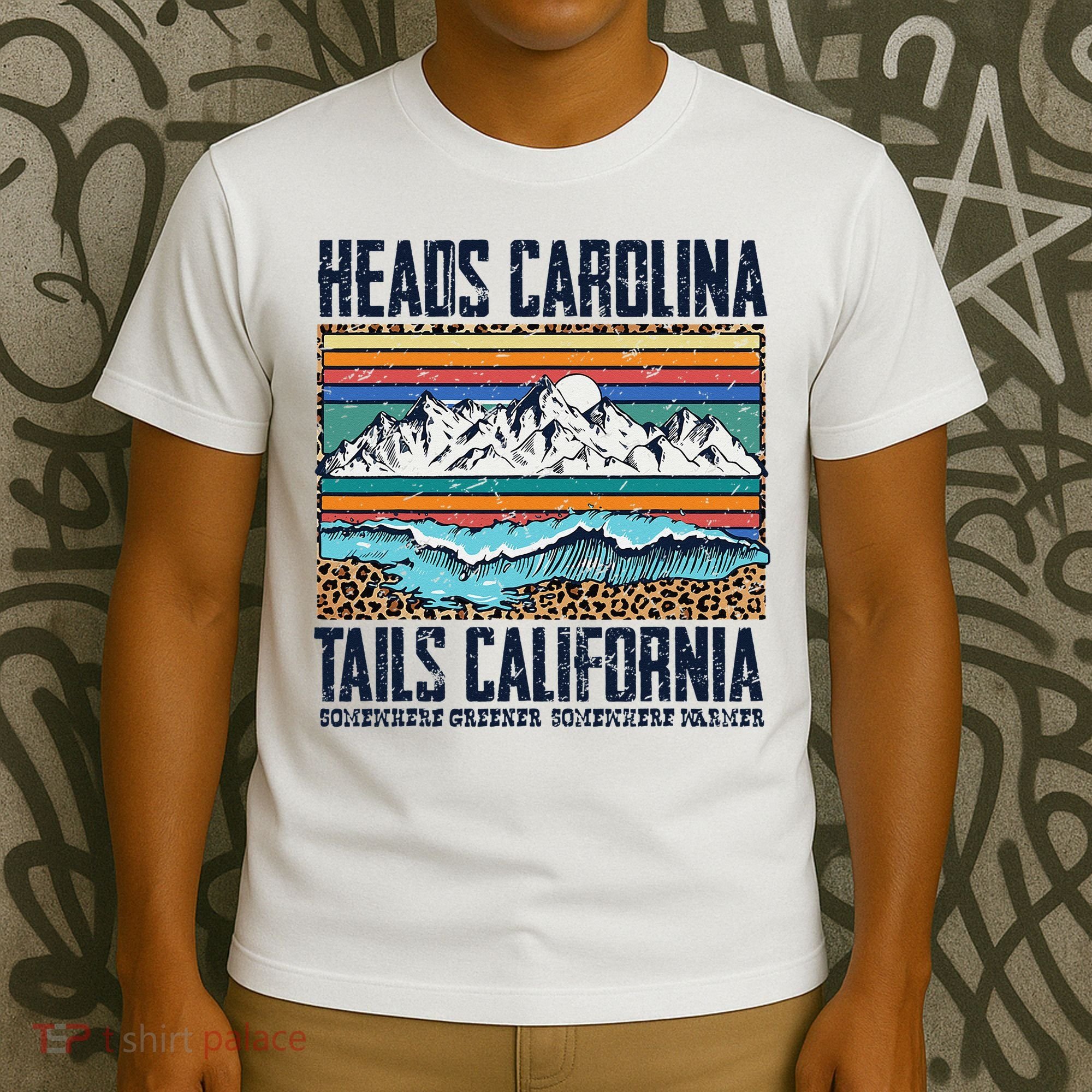 Vintage Heads Carolina Tail California Summer Beach Paradise T-Shirt