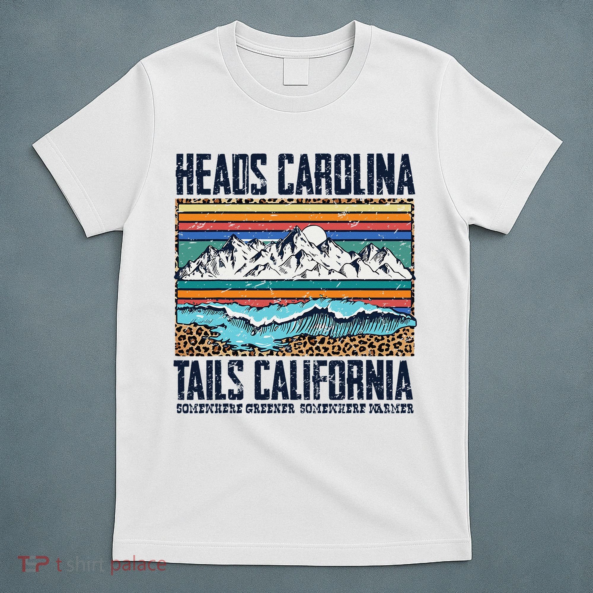 Vintage Heads Carolina Tail California Summer Beach Paradise T-Shirt