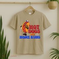Vintage Hot Dogs And Home Runs Baseball Fan T-Shirt thumb 2