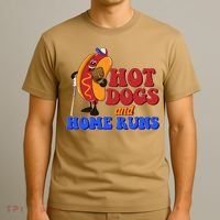 Vintage Hot Dogs And Home Runs Baseball Fan T-Shirt thumb 3