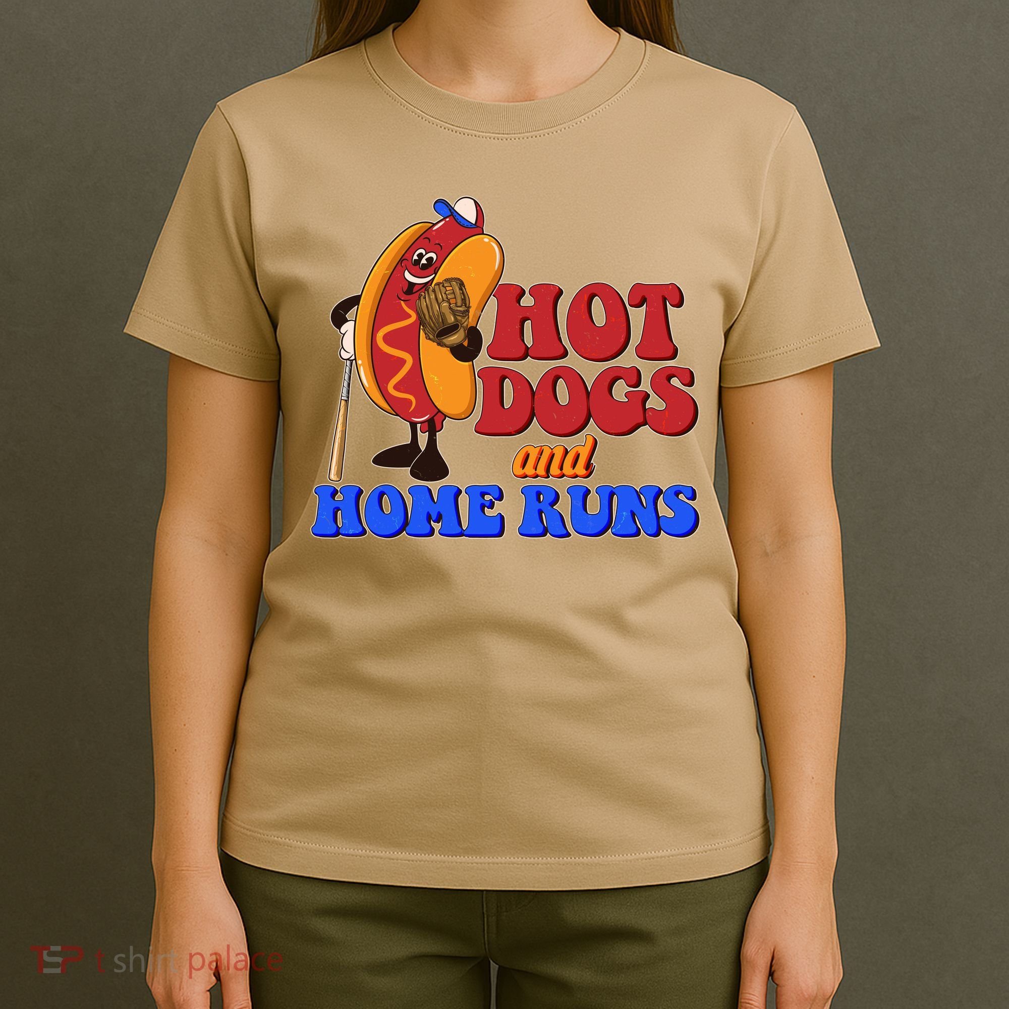 Vintage Hot Dogs And Home Runs Baseball Fan T-Shirt