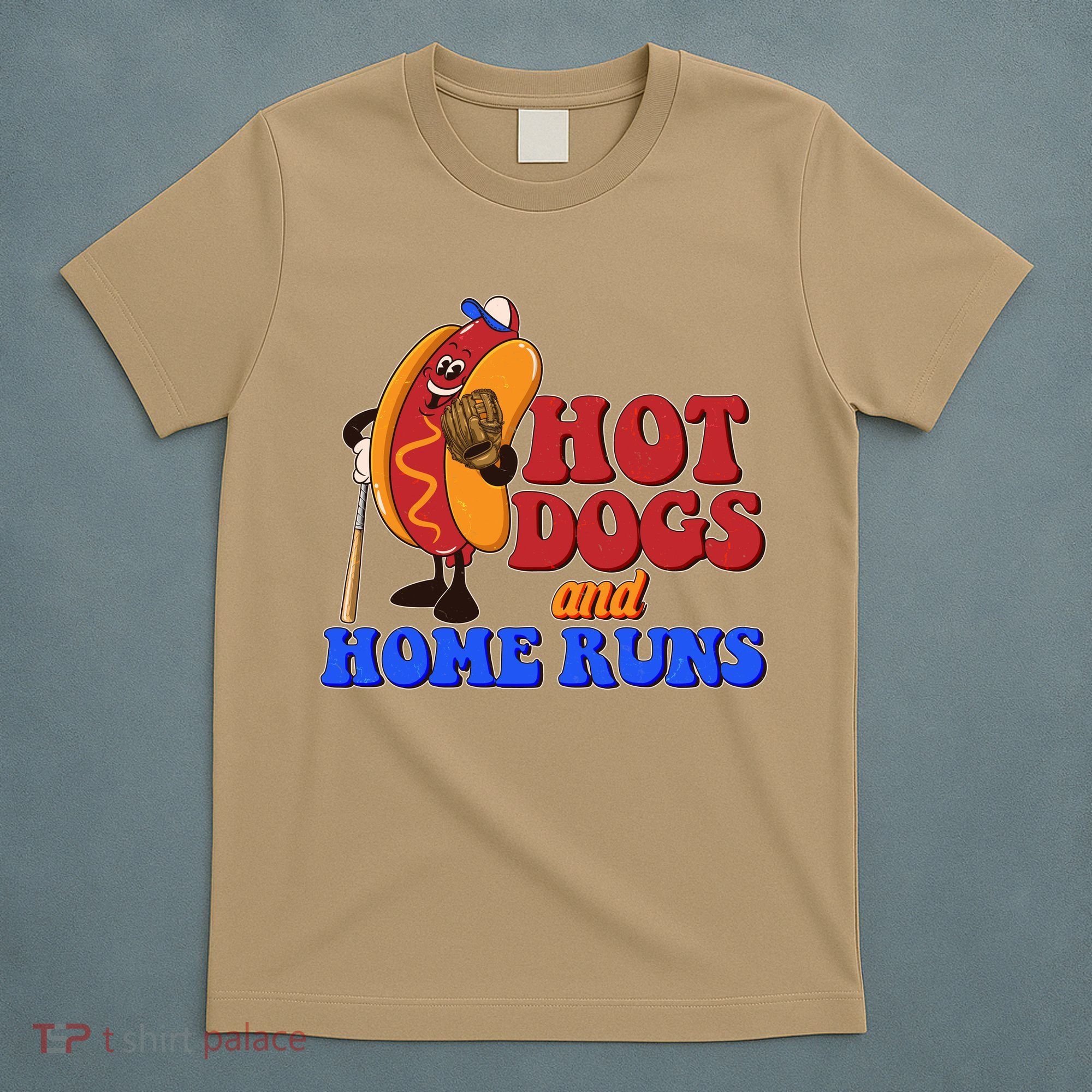Vintage Hot Dogs And Home Runs Baseball Fan T-Shirt