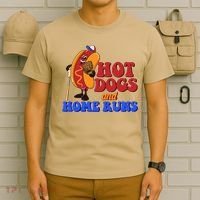 Vintage Hot Dogs And Home Runs Baseball Fan T-Shirt thumb 6